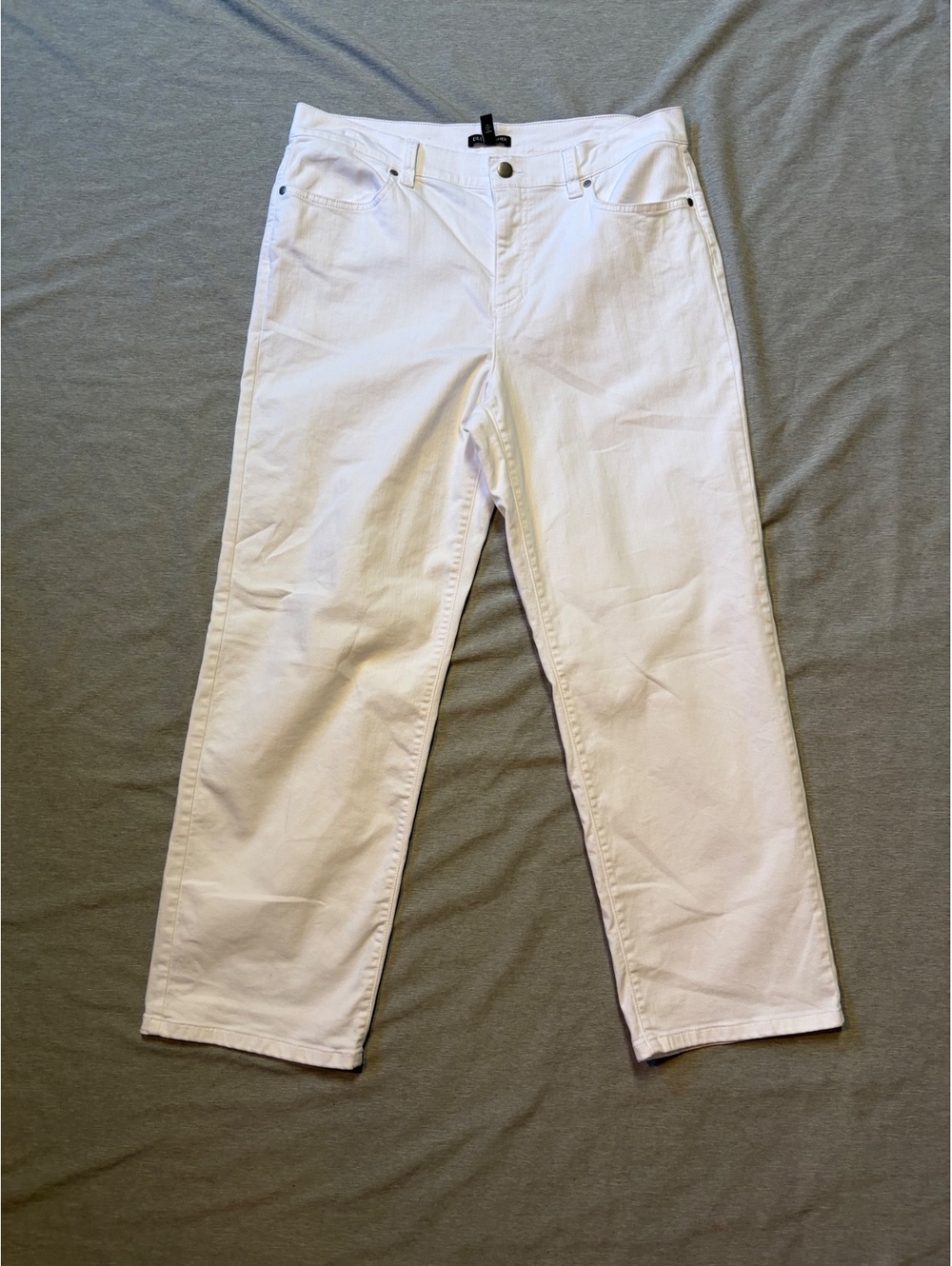 Eileen Fisher White Organic Cotton Women Jeans Straight Leg Cropped Stretch